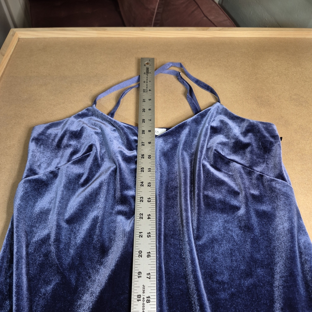 White House Black Market Blue Velvet Midi Dress - Picture 2 of 7